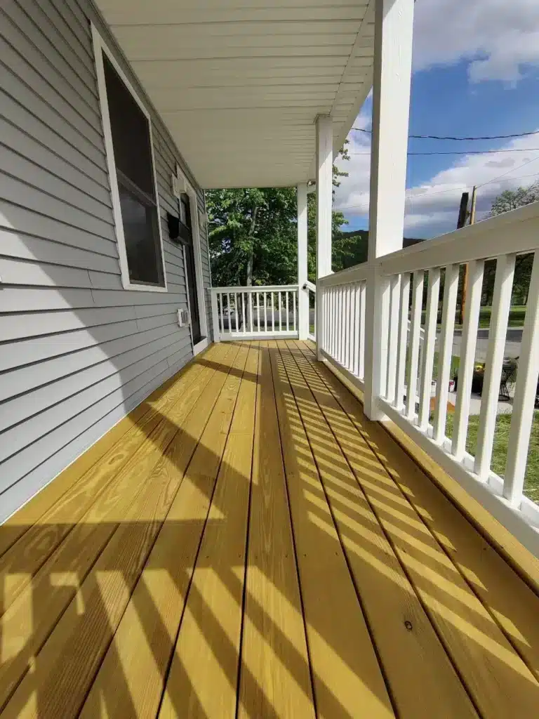 Beautifully stained deck outdoors