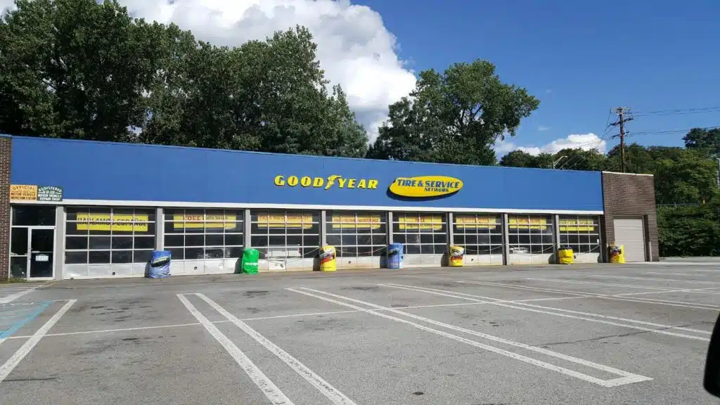 freshly painted goodyear tire shop, commercial painting, trucare painters