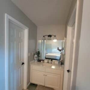 white bathroom vanity, cabinet painting, trucare painters