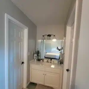 white bathroom vanity, cabinet painting, trucare painters